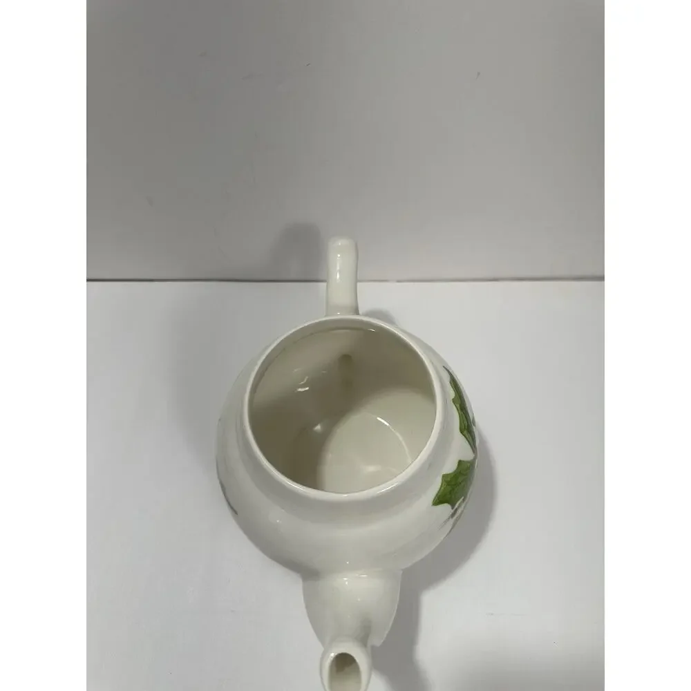 N.S. Gustin Los Angeles Pottery Holly Green Trim Teapot No Lid Tea Pot Discontin